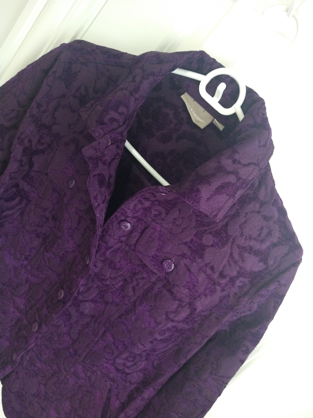 Purple Floral Textured Finish Button-Front Jacket - Picture 5 of 9